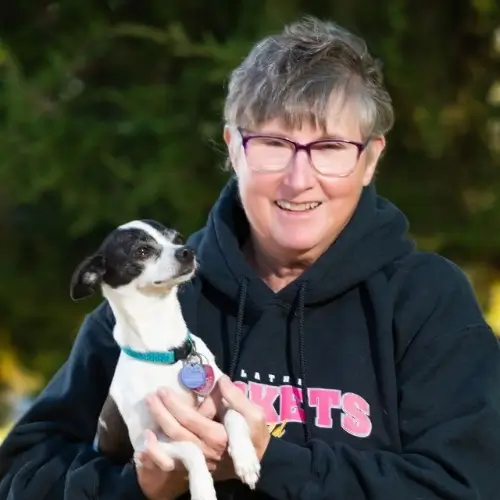 Dr. brown and dog